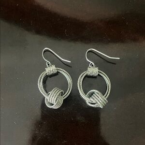 Elegant Silver Tone Knot Earrings